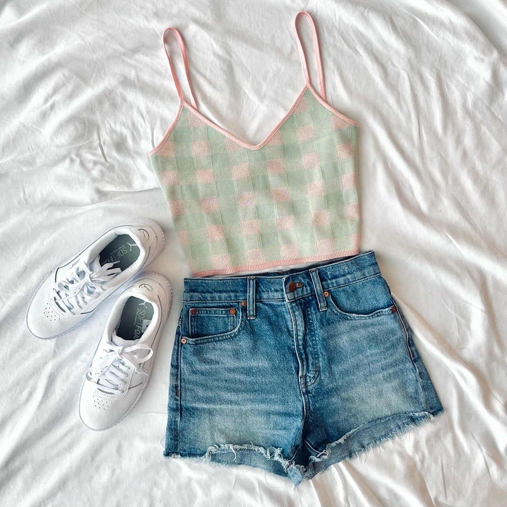 ZARA | Lime Green and Pink Y2K Crop Top